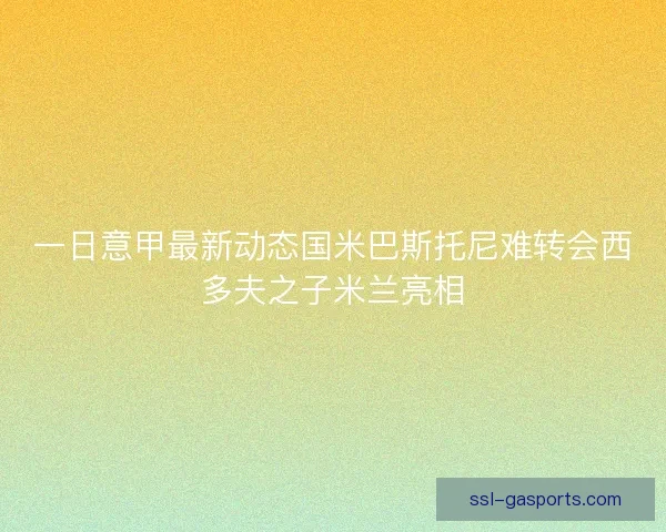 一日意甲最新动态国米巴斯托尼难转会西多夫之子米兰亮相