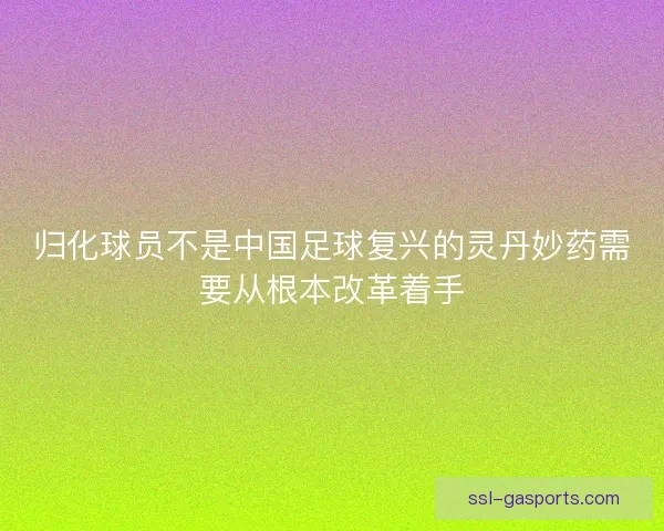 归化球员不是中国足球复兴的灵丹妙药需要从根本改革着手